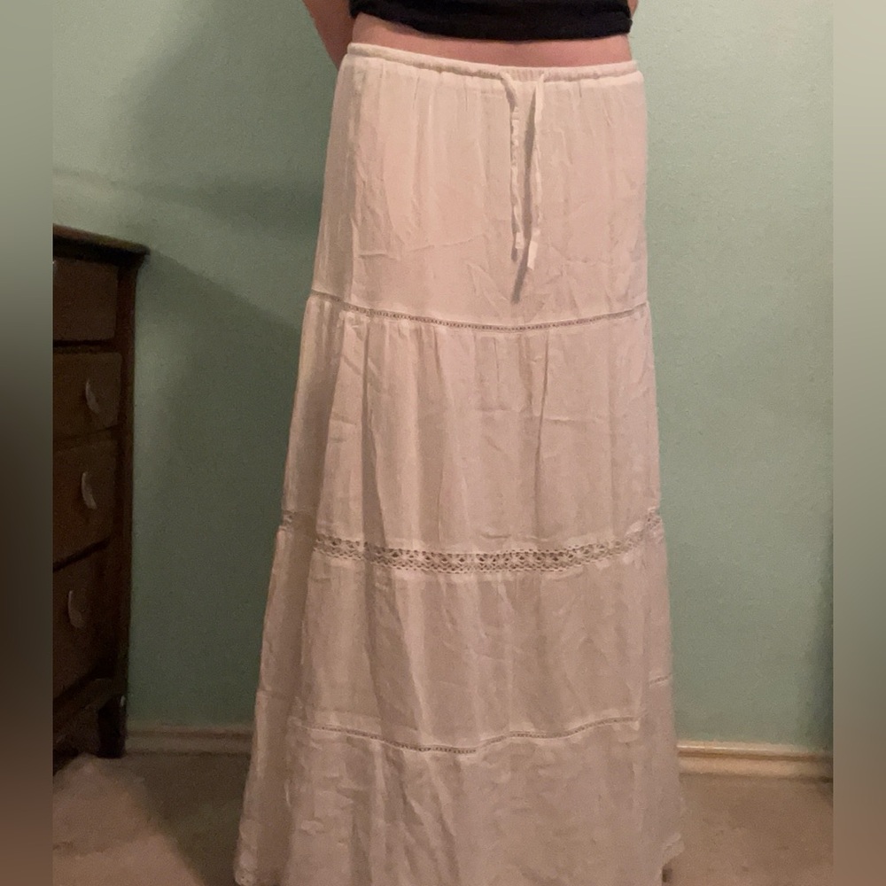 White Aeropostale Tiered Maxi Skirt
